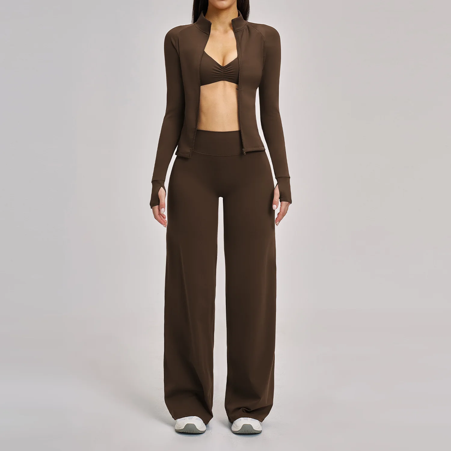 Ensemble de vêtements de sport pour la gym, 2/3 pièces, ensemble de yoga pour femmes, tenue de sport, leggings de fitness, soutien-gorge de sport, ensemble de yoga à manches longues