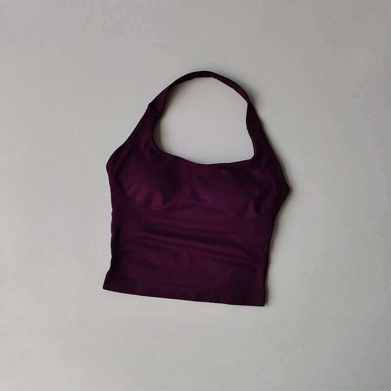 Soutien-gorge de sport sans couture à bretelles longues, antichoc, pour le yoga et l'entraînement en salle de sport