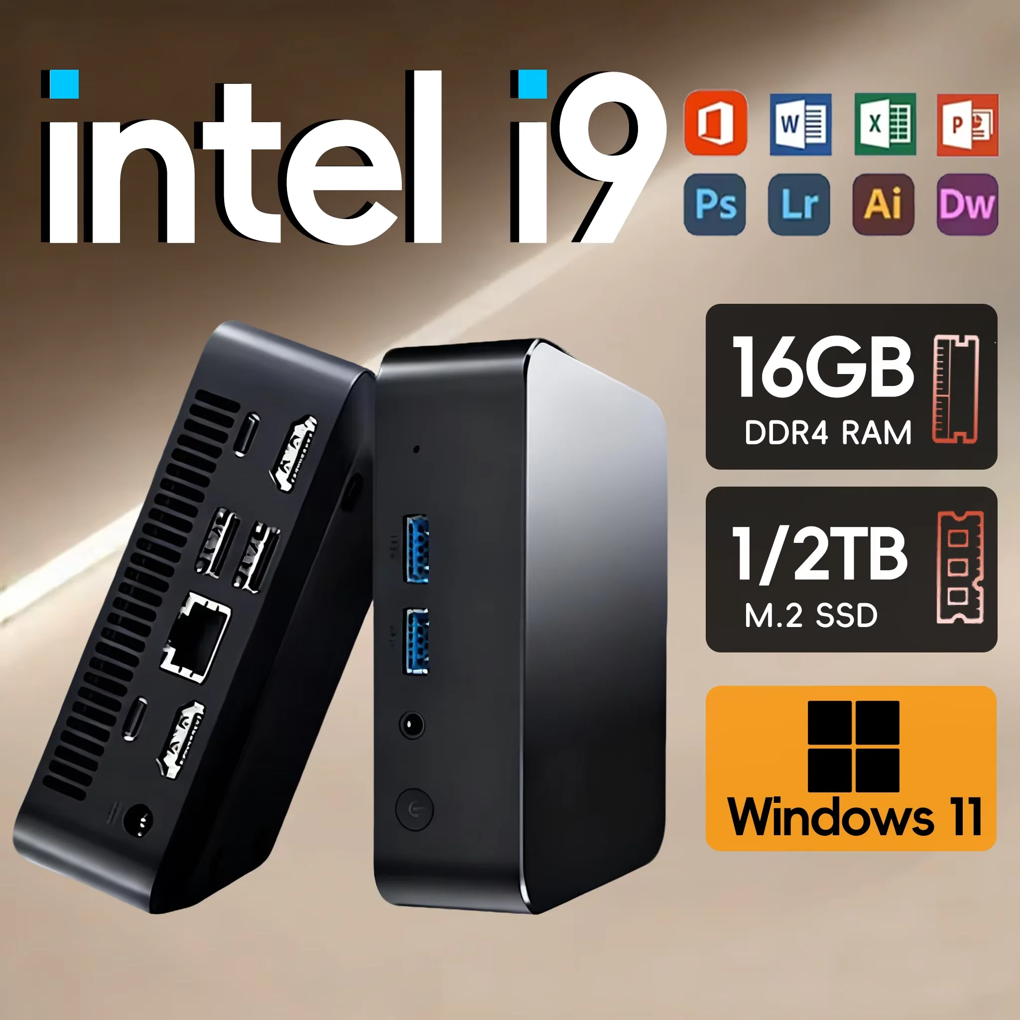 Mini PC Intel Core I9-10980HK/N150, Windows 11, 16 Go DDR4, SSD M.2 1 To/2 To, PC portable gamer, graphismes UHD, mini PC de bureau