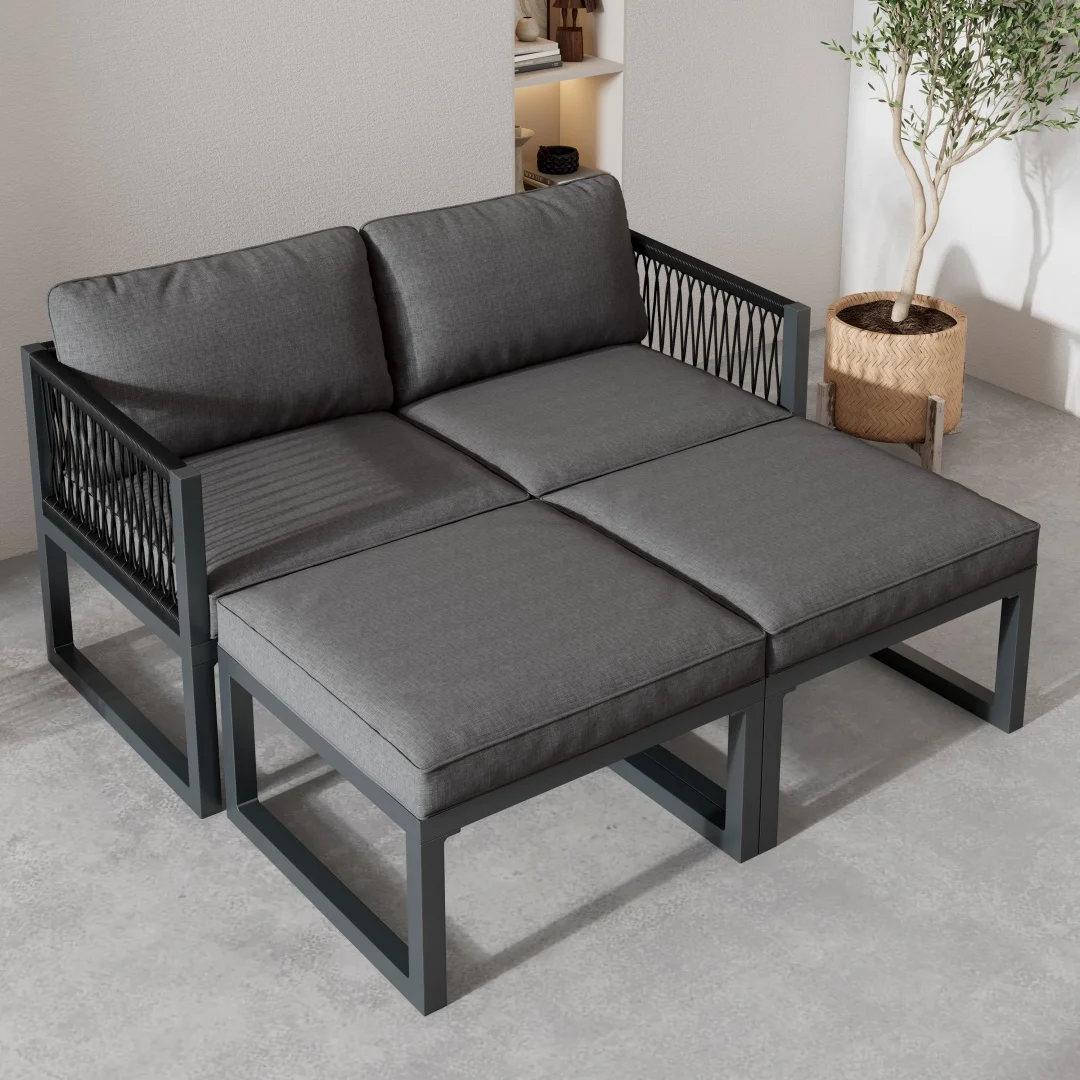 Ensemble de salon de jardin, ensemble de meubles de jardin, ensemble de canapés de jardin, ensemble de canapés d'extérieur. 2 canapés, 2 ottomanes, librement combinables