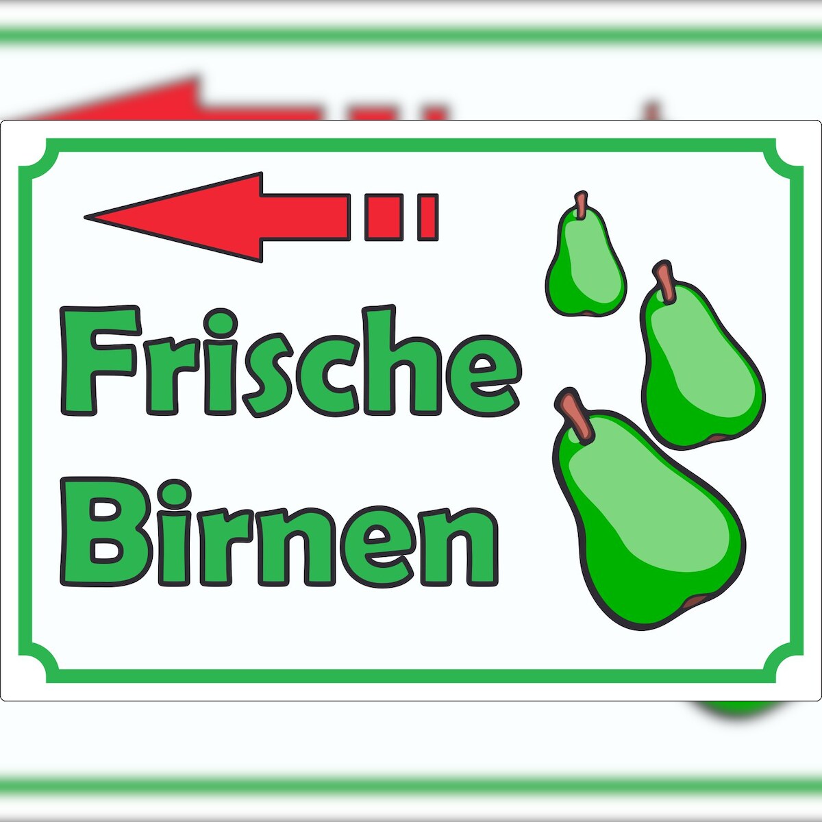 HB-Druck Werbeaufkleber Aufkleber Frische Birnen zu verkaufen mit Pfeil nach links A8 (52x74mm) Image
