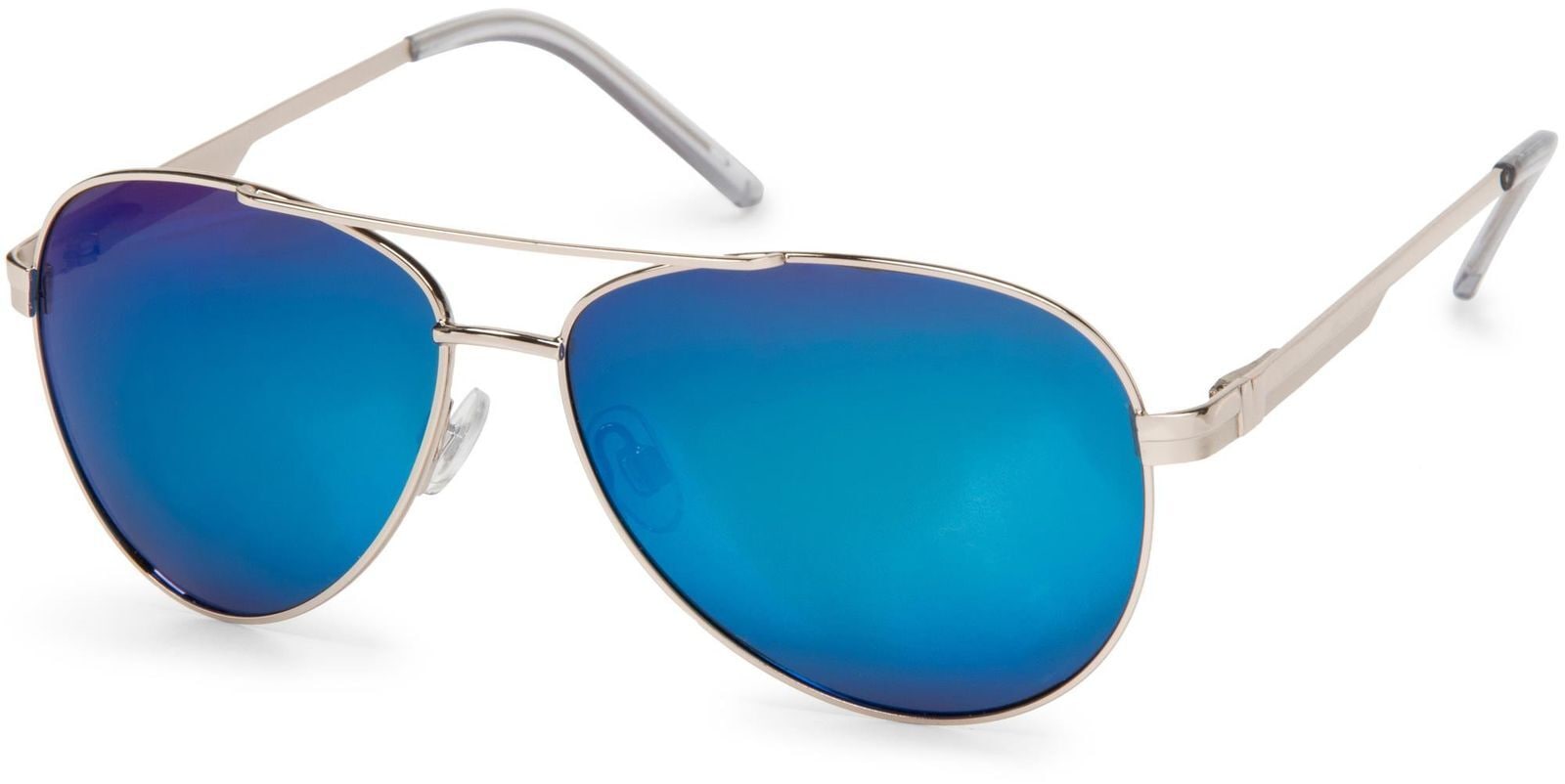 Pilotenbrille STYLEBREAKER "Polarisierte Piloten Sonnenbrille mit Etui", Damen, blau (gestell silber, glas blau verspiegelt), Modisch, Sonnenbrillen