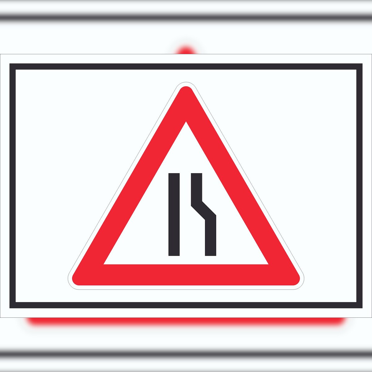 HB-Druck Schild Achtung Verengte Fahrbahn rechts Symbol A0 Rückseite selbstklebend Image