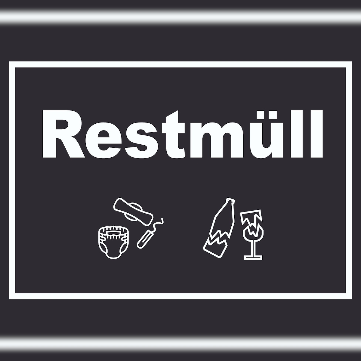 HB-Druck Restmüll Mülltrennung Schild Text Symbol Haushalt waagerecht A2 (420x594mm) Image
