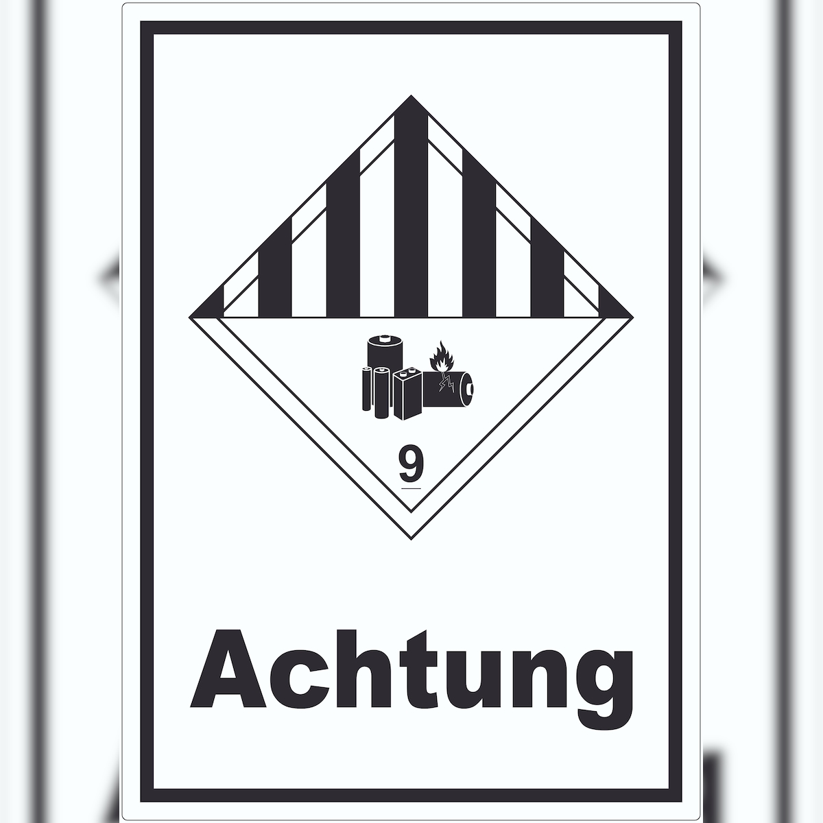 HB-Druck Aufkleber Achtung Lithiumbatterien Achtung Gefahrgutklasse 9a A3 (297x420mm) Image