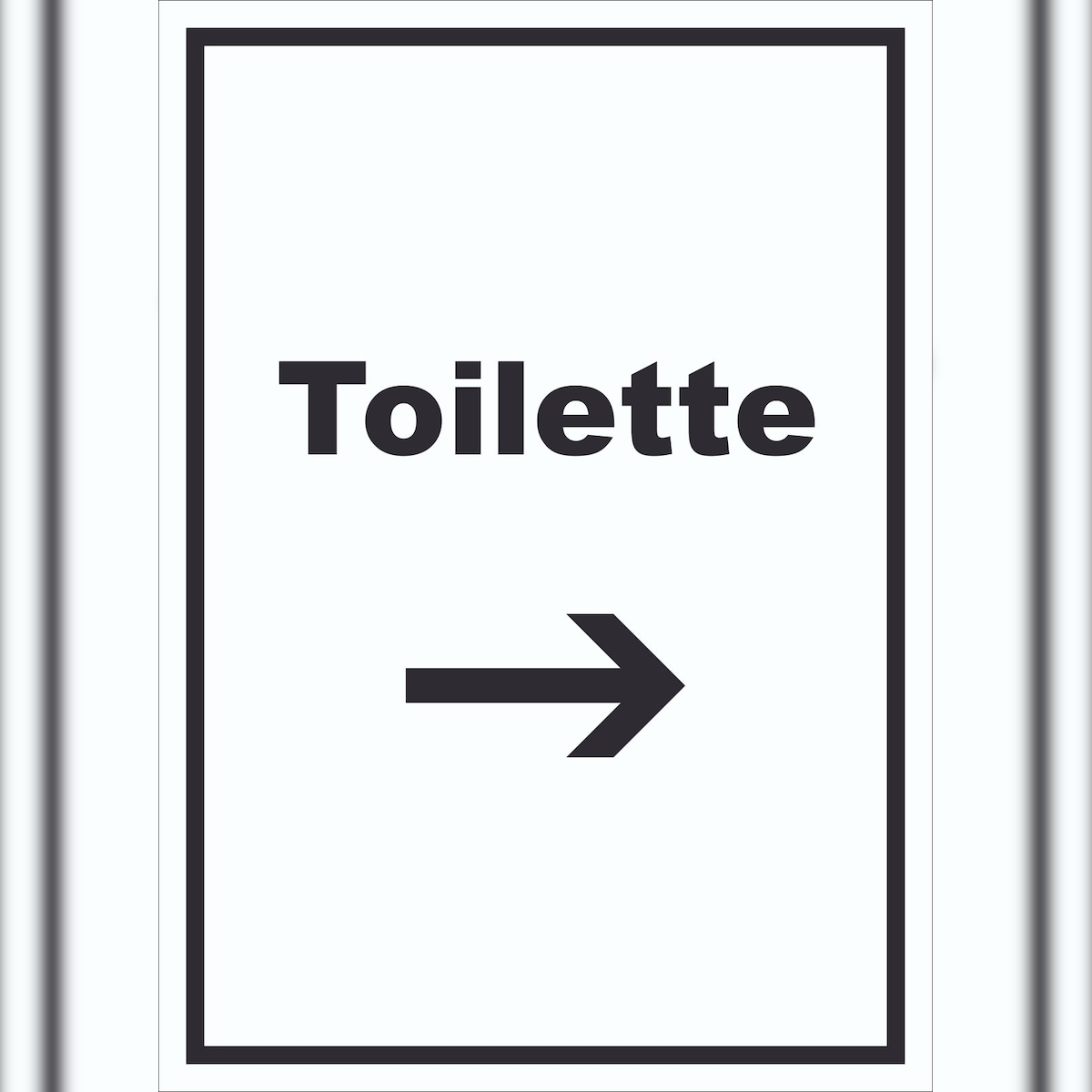 HB-Druck Toilette Schild mit Text und Richtungspfeil rechts Klo WC hochkant A3 Rückseite selbstklebend Image