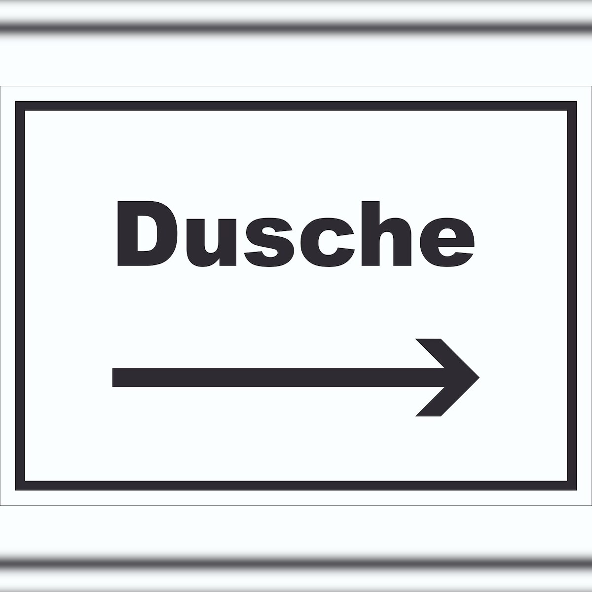 HB-Druck Dusche Schild mit Text und Richtungspfeil rechts waschen Hygiene waagerecht A5 Rückseite selbstklebend Image