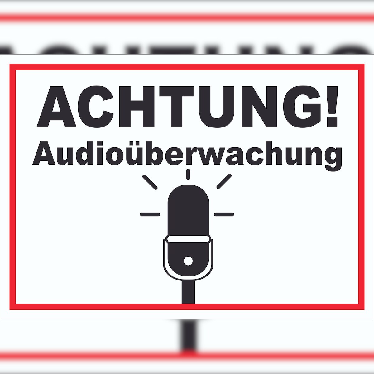 HB-Druck Achtung Audioüberwachung Schild A1 Rückseite selbstklebend Image