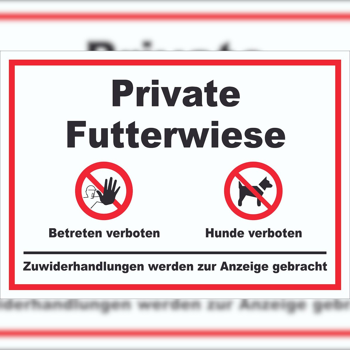 HB-Druck Private Futterwiese Betreten und Hunde verboten Schild A5 (148x210mm) Image