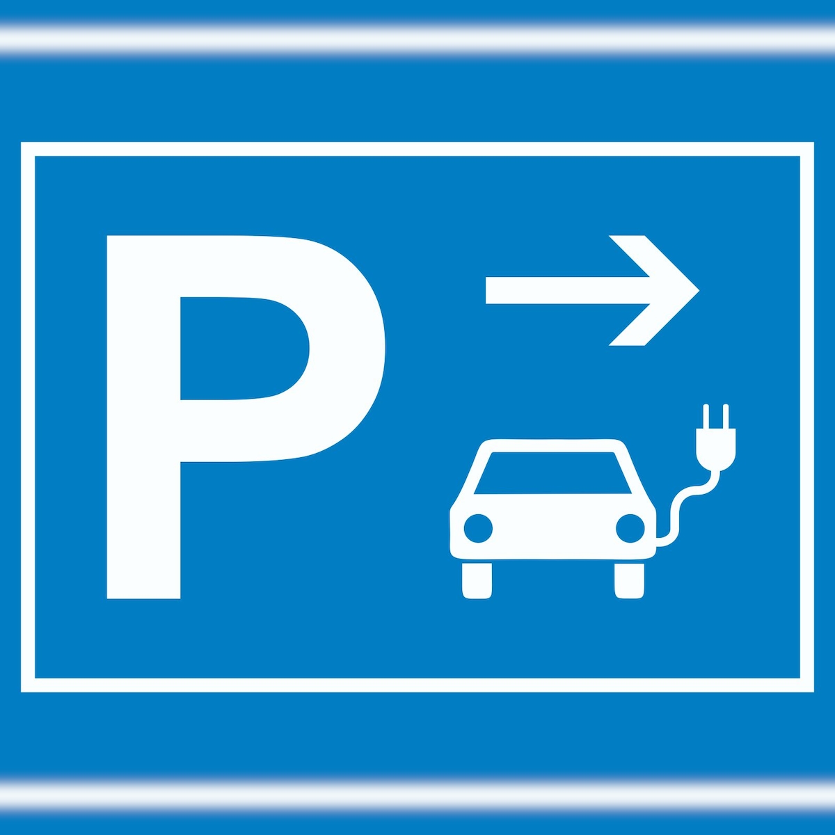 HB-Druck E-Auto Elektrofahrzeug Parkplatz Schild mit Richtungspfeil rechts waagerecht A6 (105x148mm) Image