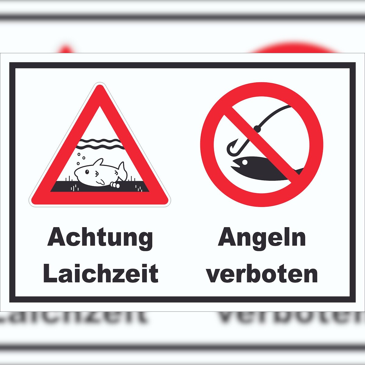 HB-Druck Achtung Laichzeit Angeln verboten Schild A1 Rückseite selbstklebend Image