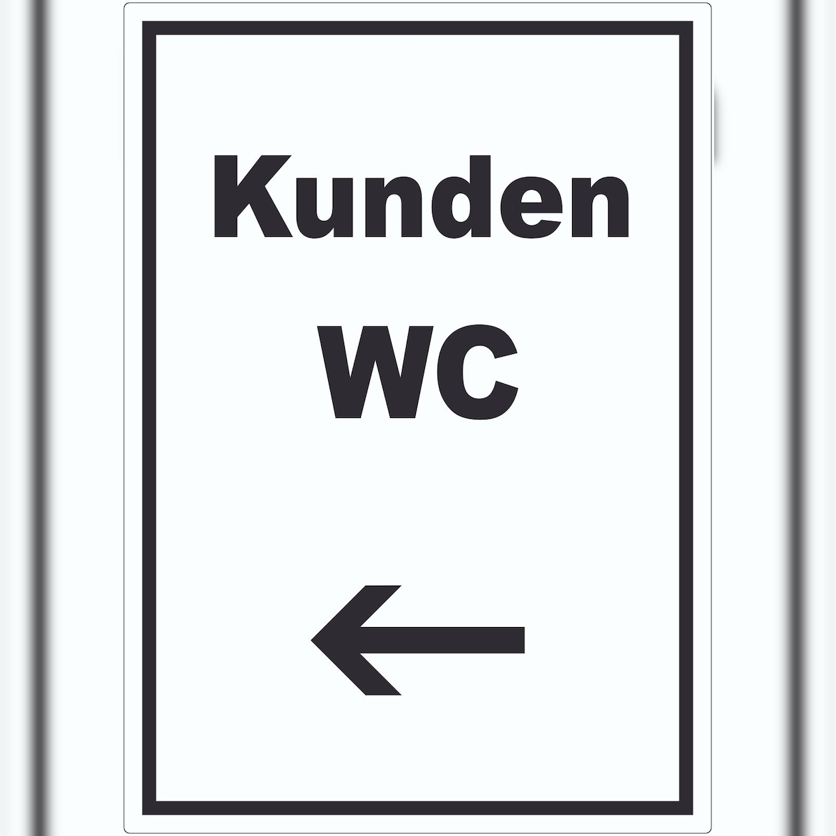 HB-Druck Kunden WC Aufkleber mit Text und Richtungspfeil links Toilette hochkant A4 (210x297mm) Image
