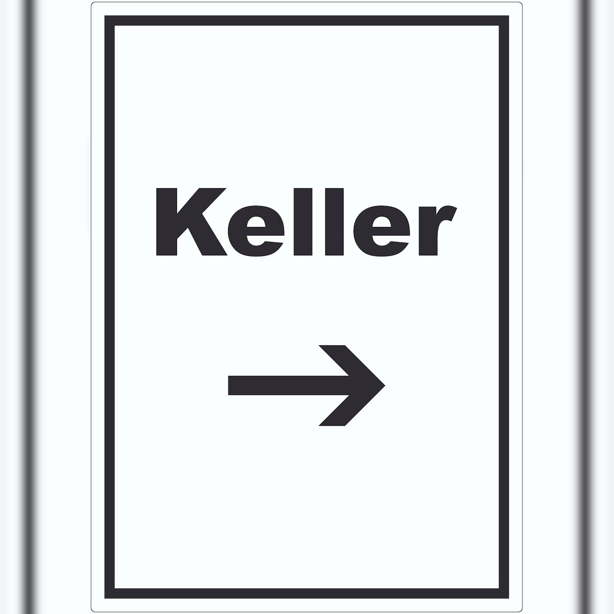 HB-Druck Keller Aufkleber mit Text und Richtungspfeil rechts hochkant A7 (74x105mm) Image