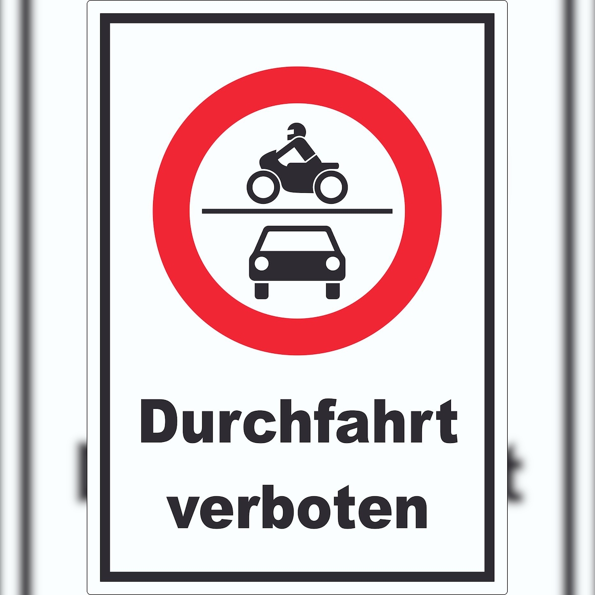 HB-Druck Durchfahrt verboten Krad und PKW Symbol Aufkleber A1 (594x841mm) Image