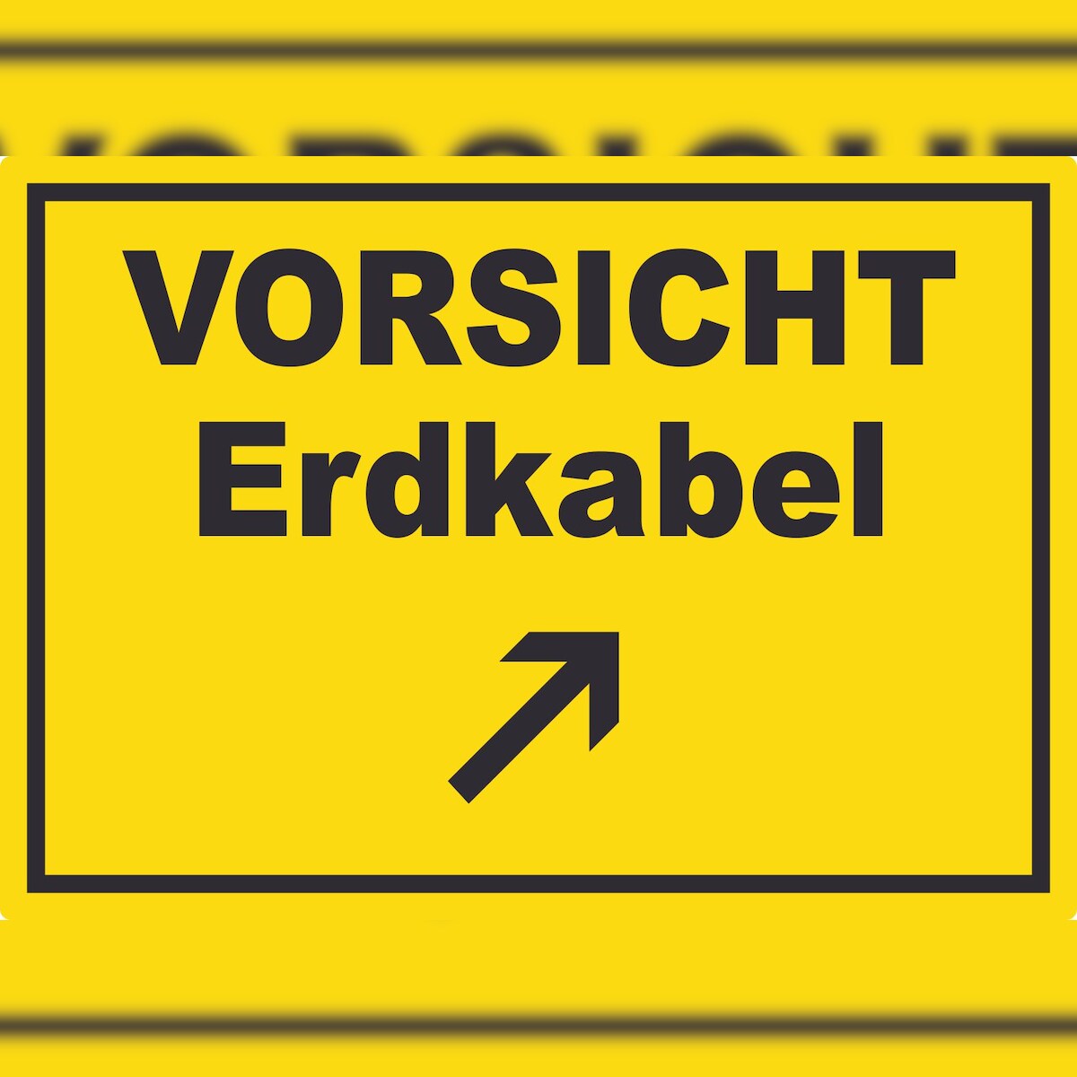 HB-Druck Vorsicht Erdkabel mit Richtungspfeil rechts oben Aufkleber A5 (148x210mm) Image