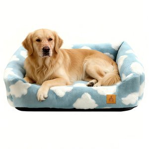 Fuzzy Bird Soft Fluffy Inner Lining Easy-Clean Bed & House for Small Dogs & Cats, Blue, Large