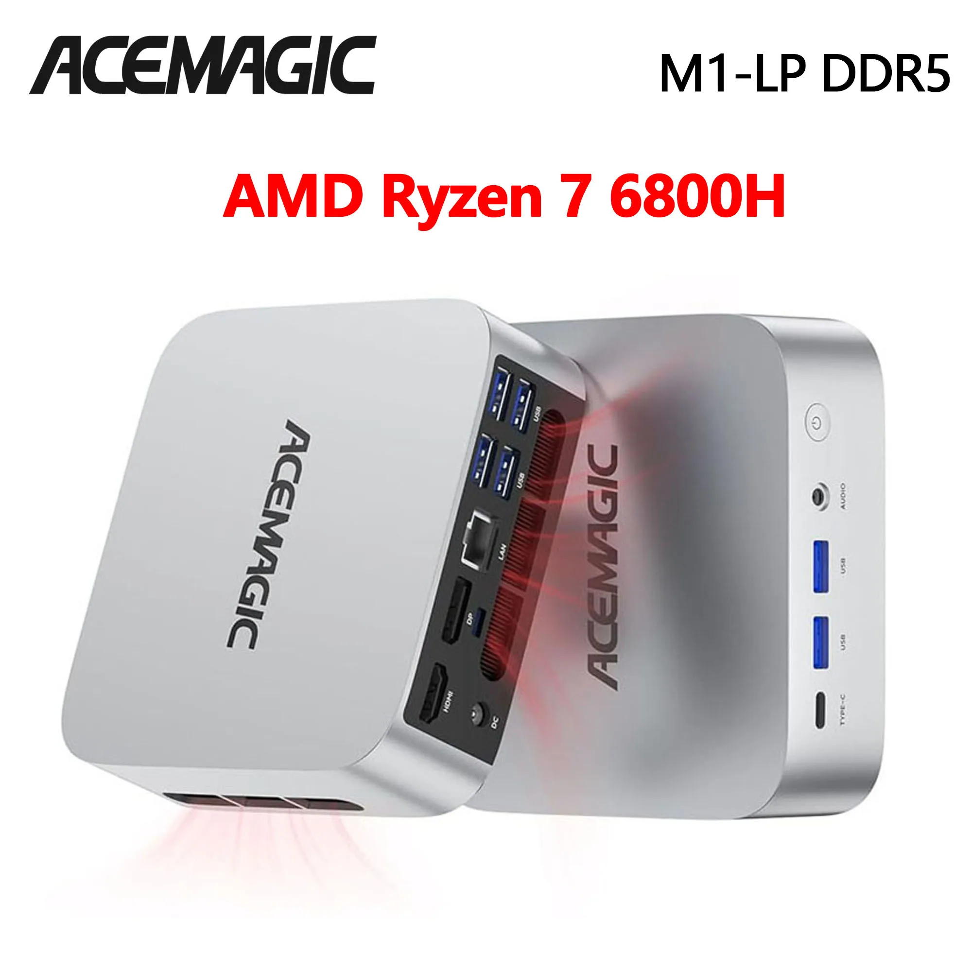 ACEMAGIC M1 Mini PC AMD Ryzen 7 6800H(8C/16T, up to 4.75Ghz)Mini Computers 4K Triple Display BT5.2/WiFi 6