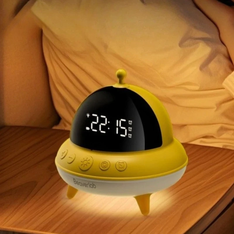 Kinder-Nachtlicht mit Bewegungssensor, leiser Wecker, niedliches UFO-Nachtlicht fürs Schlafzimmer, wiederaufladbar, Regenbogen-Nachtlicht, Outdoor-Taschenlampe