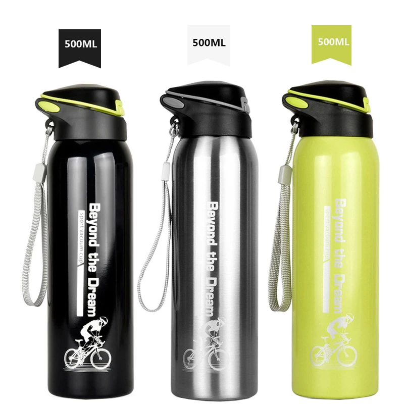 500ML Outdoor Sport Fahrrad Wasser Flasche Vakuum Edelstahl Radfahren Wasser Tasse Thermo Trinken Becher Reise Radfahren Ausrüstung Image