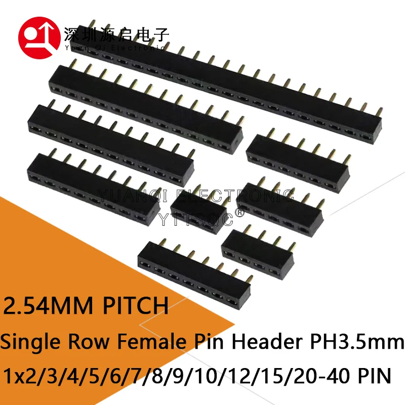 100 Stück 2,54 mm Ph3,5 kurzes Profil einreihig gerade 1x3/4/5/6/7/8/10/12/20/40P Rohs Gold PCB männlich weiblich Pin Header Stecker Image