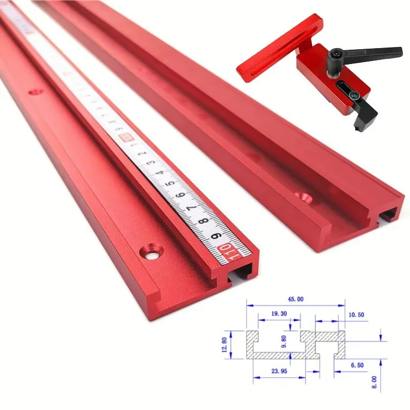 1 Stück T-Nut aus Aluminiumlegierung, Modell 45, T-Nut und Standard-Gehrungsschienenanschlag, Holzbearbeitungswerkzeug für Werkbank und Frästisch Image