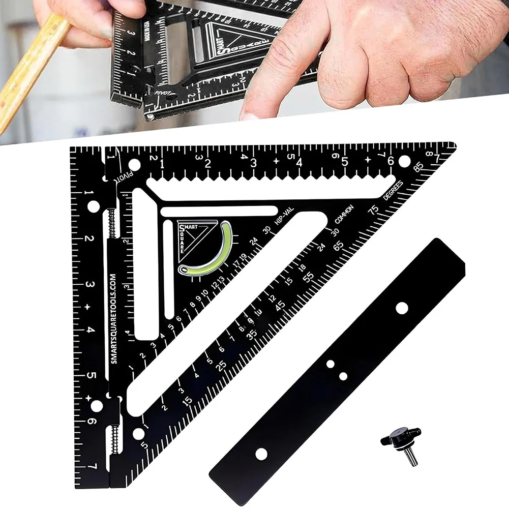 Smart-Squares-Werkzeug, verstellbares Sparren-Square für die Holzbearbeitung mit Wasserwaage aus Aluminiumlegierung für präzises Markierungslayout Image