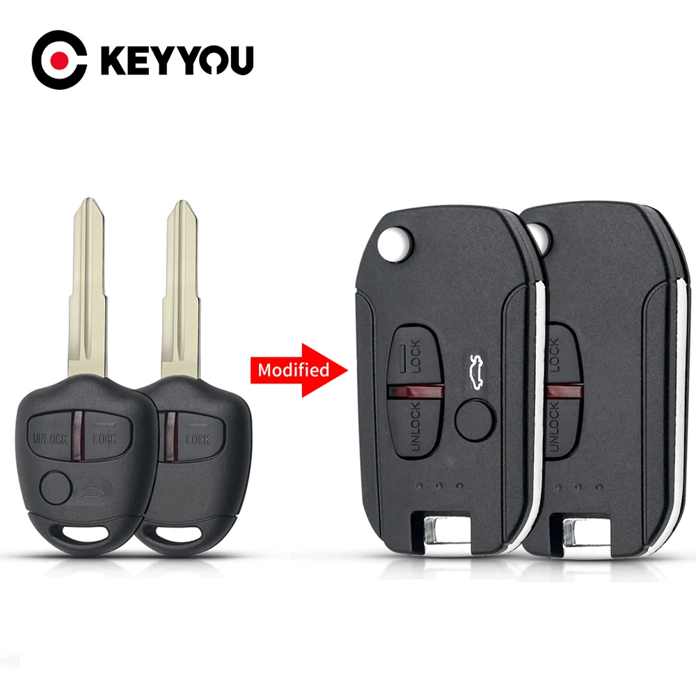 KEYYOU 2/3 Tasten Fernbedienung Auto Schlüssel Shell Für Mitsubishi Pajero Sport Outlander Grandis ASX MIT11/MIT8 Klinge Blank fall Image