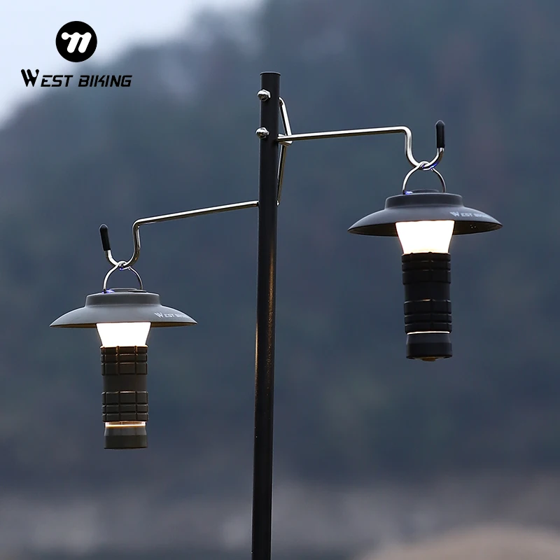 WEST BIKING Multifunktionale Campinglampe USB-Aufladung Wasserdichte Tragbare Outdoor-Taschenlampe Notfall-Lampe Hängende Zeltleuchte