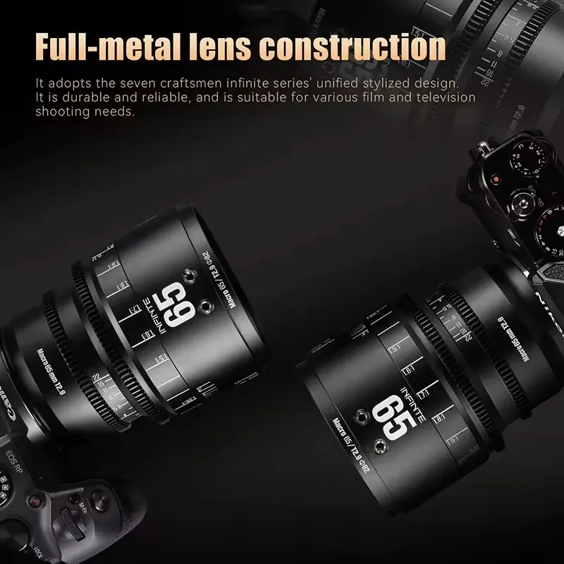 7artisans 65mm T2.9 2X Makro Vollformat Manuelles Festbrennweiten-Makroobjektiv INFINTE Cine-Objektiv für Canon RF Nikon Z Sony E-Mount A7iii Image