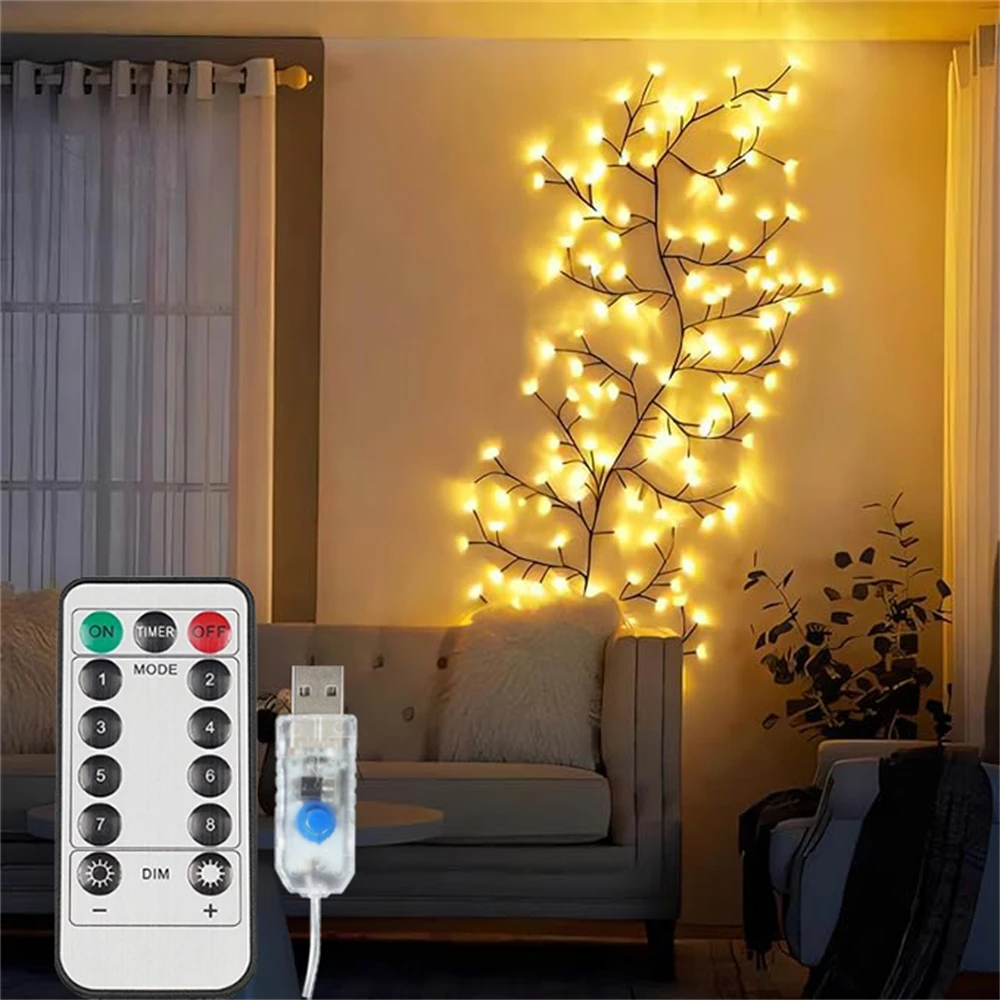 72/96LEDS USB Baum Zweig Lampe 8 Moeds Biegsamen Weide Reben Lichter Für Wand Hause Indoor Outdoor Weihnachten baum Dekorative Licht
