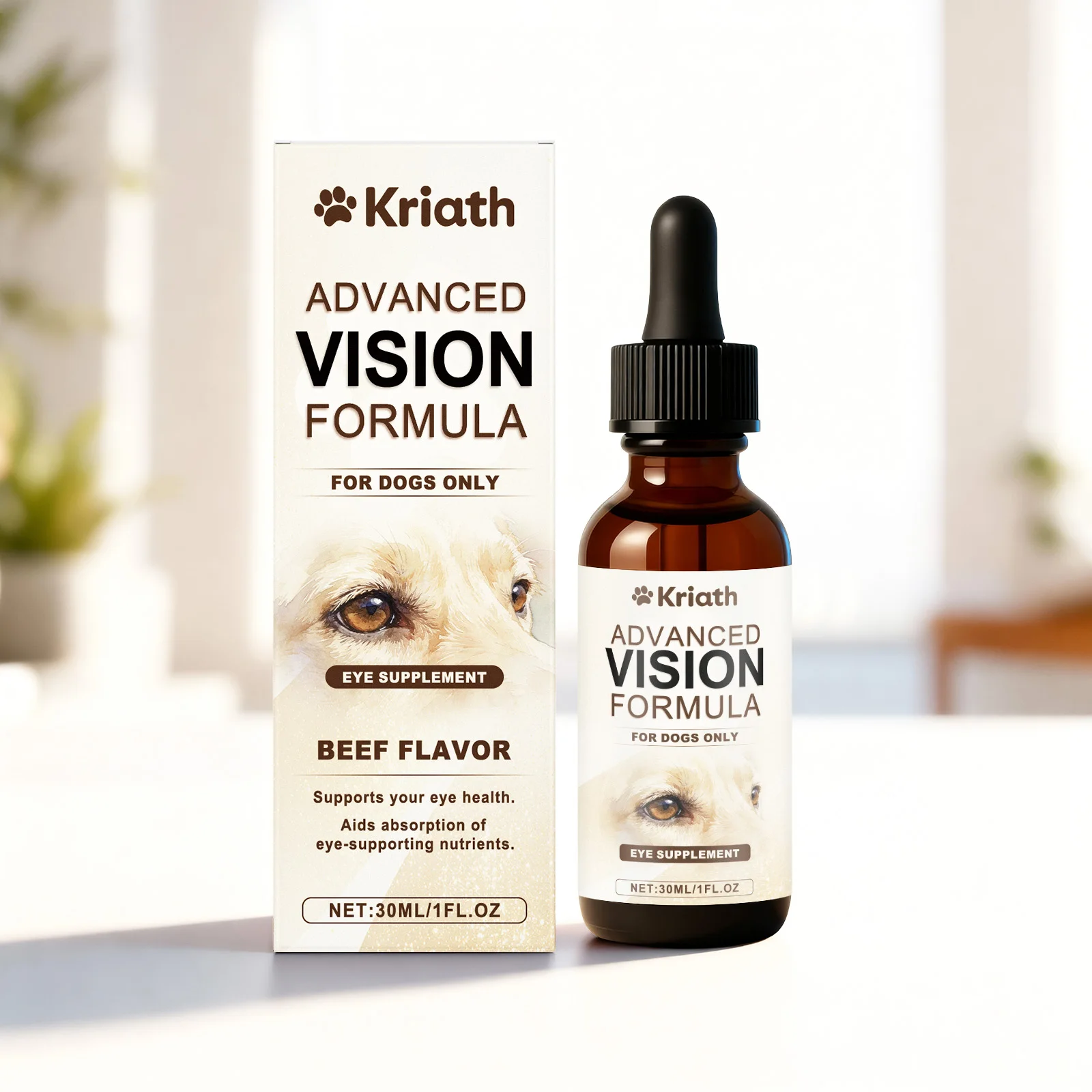 Augentropfen für Hunde Sanfte Lutein-Formel Tägliche Augenunterstützung Geeignet für Alle Hundesorten Einfache Orale Anwendung Image