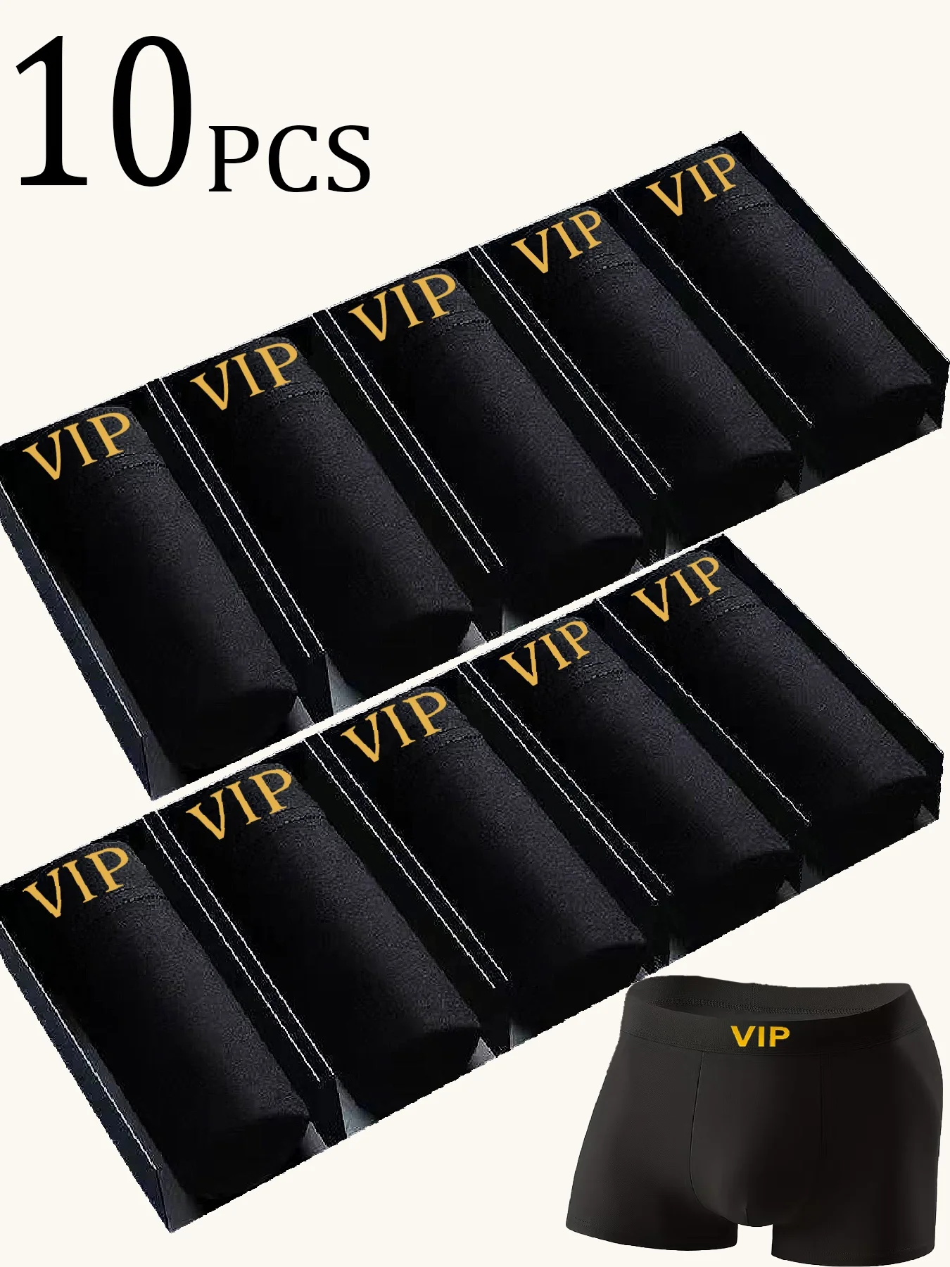 10-teiliges schwarzes Herrenunterwäsche-Set: Klassische VIP-Gürtel-Boxershorts für Herren – Hochelastische Unterhosen für Teenager Image