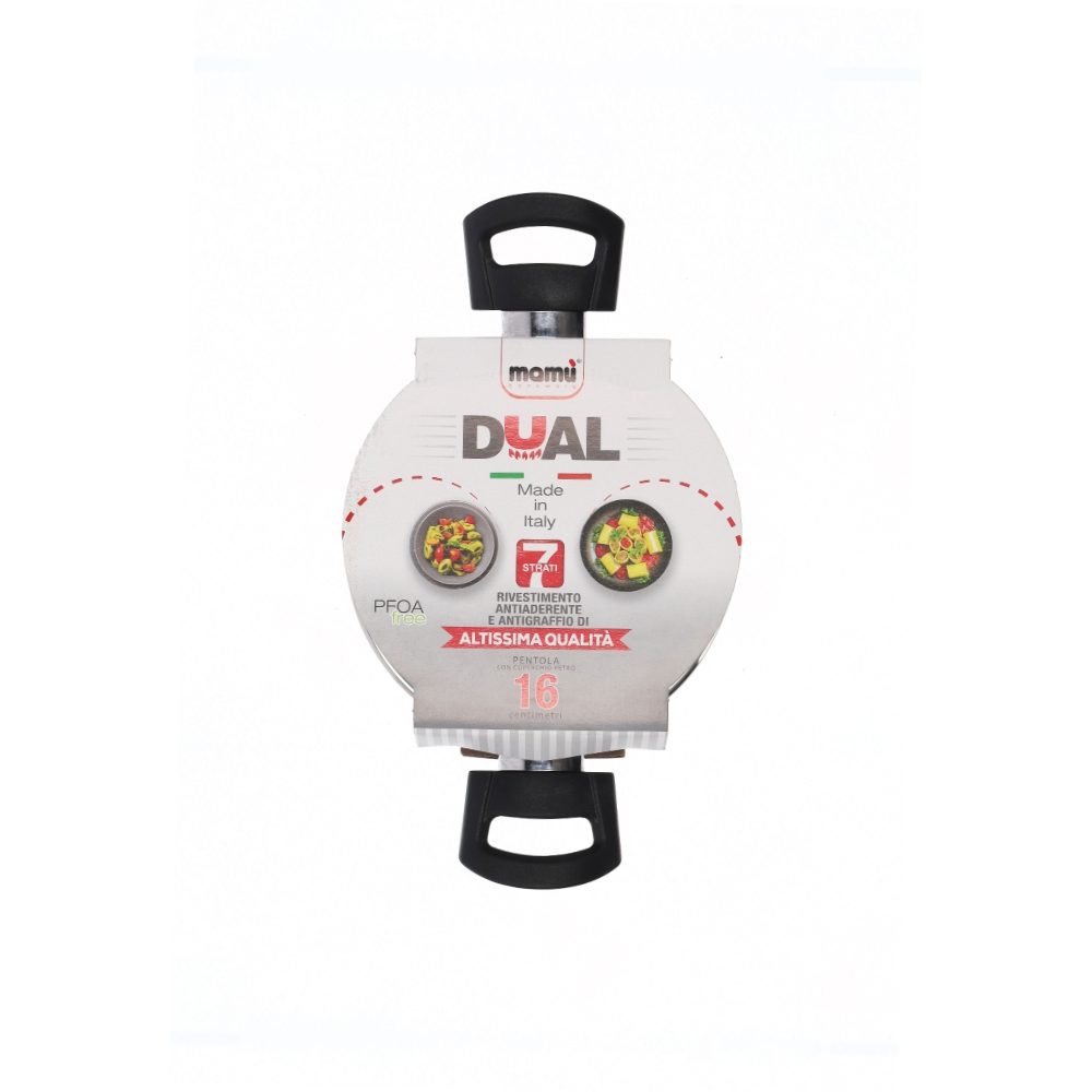 Mamù Topf mit zwei Henkeln und Glasdeckel ⌀ 16 cm, hergestellt in Italien aus kratzfestem, antihaftbeschichtetem Aluminium Image