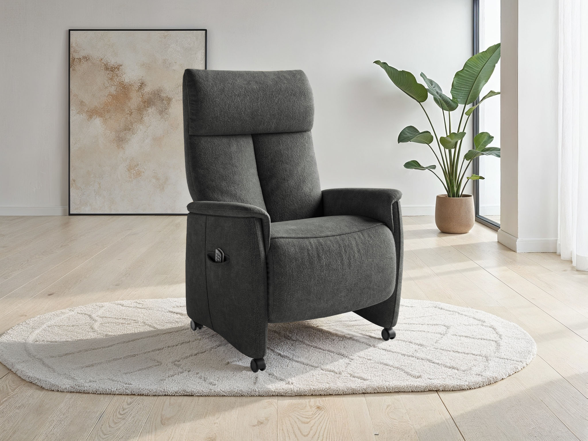 TV-Sessel SIT & MORE "Cremona Comfort", dunkelgrau, B:76cm H:114cm T:84cm, 100% Polyester, Sessel, wahlweise manuell oder elektrischer Funktion mit Akku Image