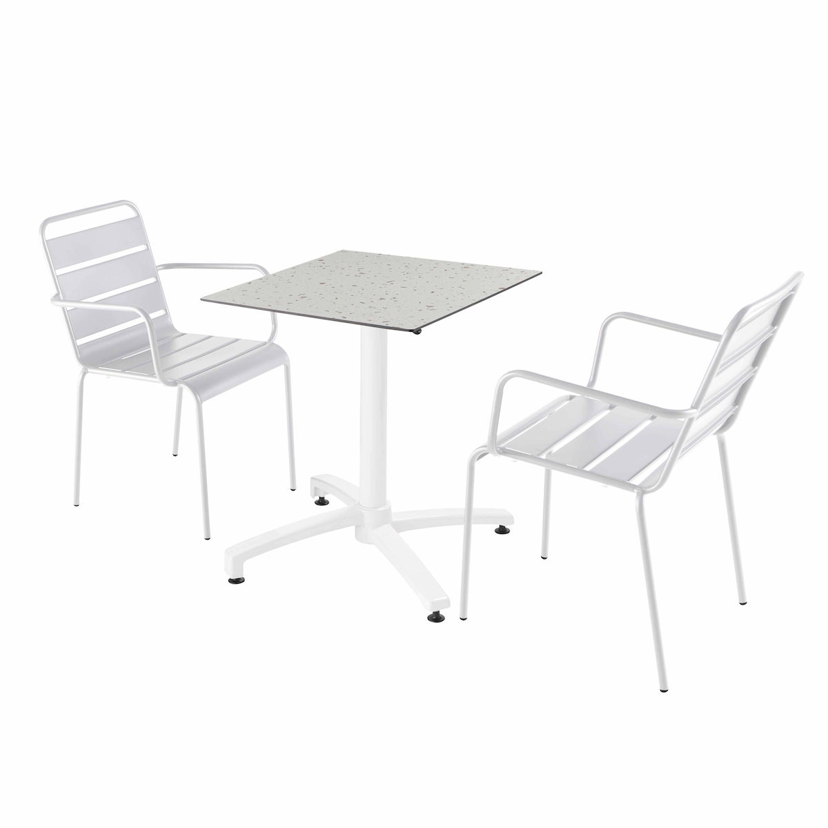 Oviala Business Set Terrassentisch aus Marmorlaminat und 2 weißen Sesseln Image