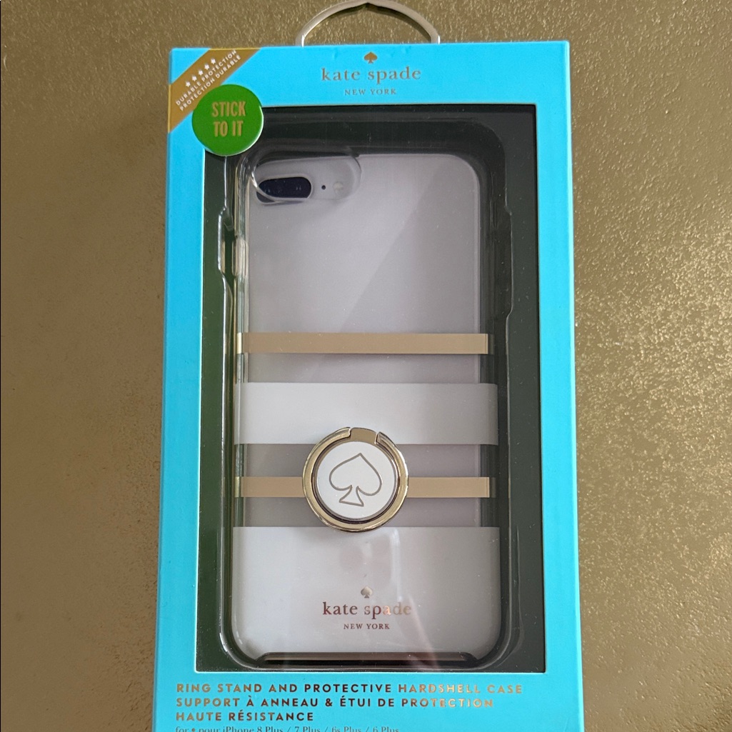 Kate Spade Cell Phones & Accessories | Kate Spade Gold And Cream Phone Case With Ring Stand | Color: Gold/White | Size: Os