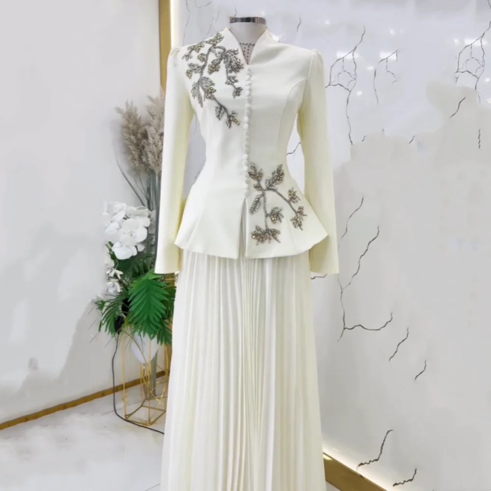 Customized High Quality Classic Formal Evening Dress Rhinestone Button V-neck Prom Long Dresses Elegant Wedding Party Dress