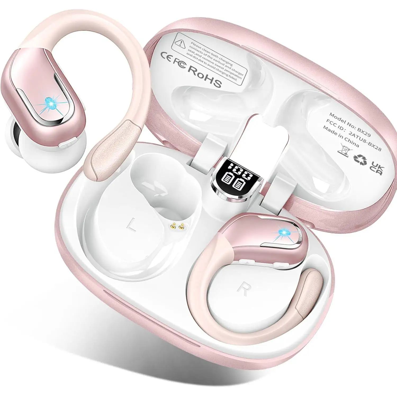 Cuffie Sportive Wireless, Cuffie Wireless 2025 5.3 con Cancellazione del Rumore ENC, Cuffie Bluetooth HiFi con 75 Ore di Autonomia, Cuffie per la Corsa, Impermeabili IP7 per Android/iOS, Schermo LED,