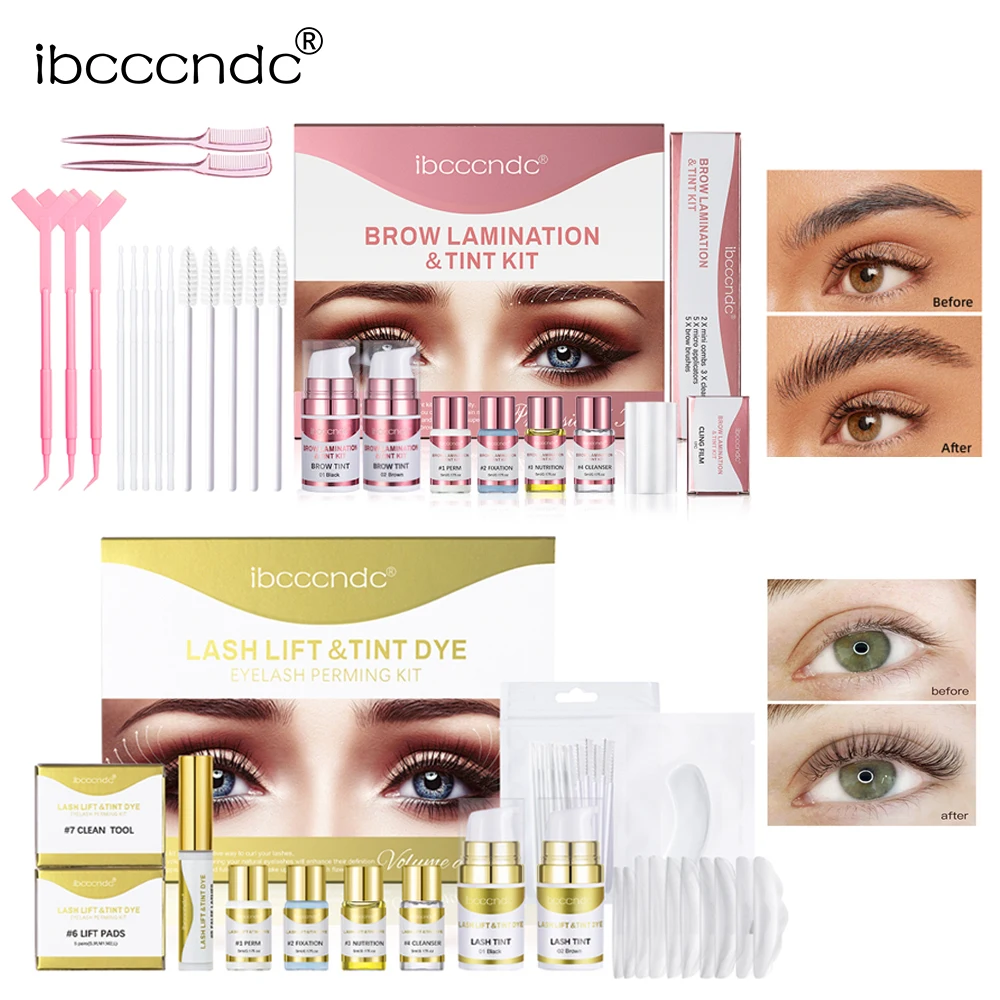 Kit semi-permanente per sollevamento sopracciglia o ciglia e tinta Laminazione professionale per sopracciglia Sollevamento ciglia Perming Ciglia Tintura Occhi Trucco