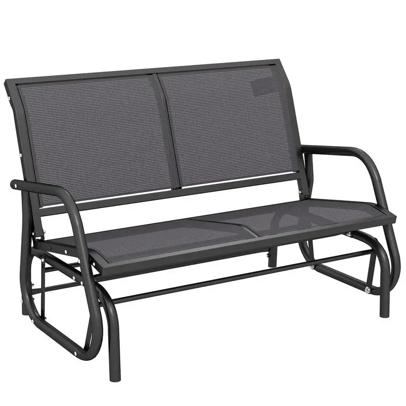 Chaise à bascule 2 places, banc de jardin avec mécanisme à bascule, banc de jardin en métal, banc de parc, capacité de charge jusqu'à 200 kg, mobilier de jardin pour jardin, terrasse, véranda, 120 x