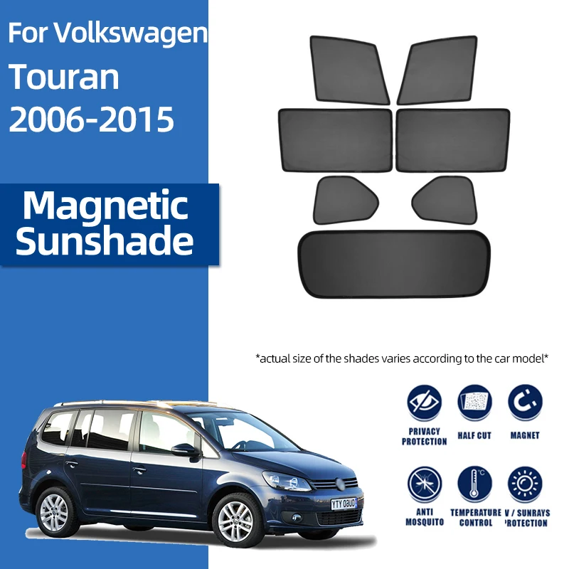 Für Volkswagen VW Touran 1T 2003-2015 Magnetische Auto Sonnenschutz Schild Frontscheibe Hinten Seite Fenster Sonnenschutz Visier vorhang Image