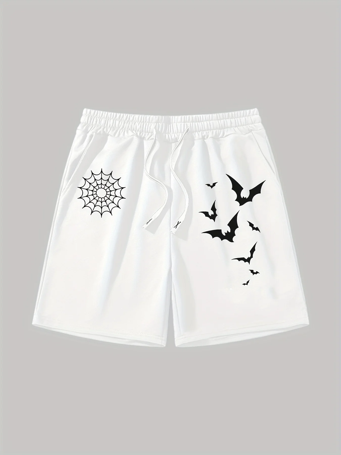 Herren Freizeit-Sporthosen mit Halloween-Mustern und Spinnennetz-Print, Sommer Street Fashion Shorts Image