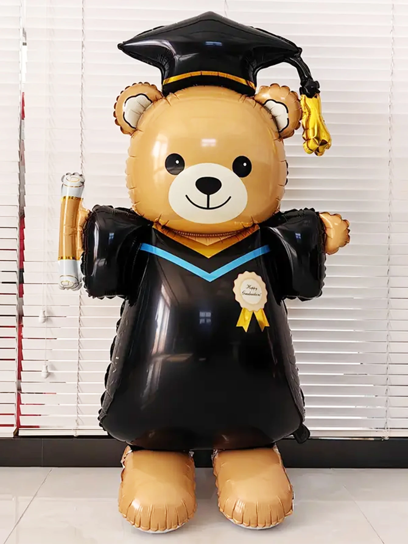 2-teiliges Ballonset mit stehenden Abschlussbären, geeignet für Abschlussdekorationen, Abschlussfeiern und Feierlichkeiten Image