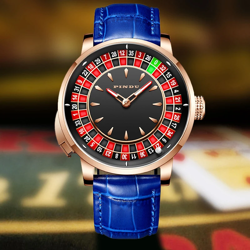 PINDU Design Neue Druckknopf-Russisches-Roulette-Spiel Mechanische Uhren für Herren NH35A Saphirspiegel Diamantzifferblatt Herrenuhr Image