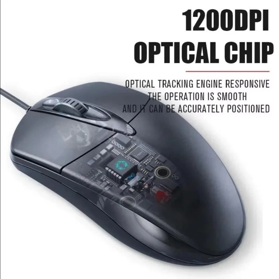 USB Optische Kabelgebundene Maus Laptop Home Office Maus Anti-Rutsch-Roller 3D 1200DPI Spielmaus Computerzubehör für PC Desktop Image