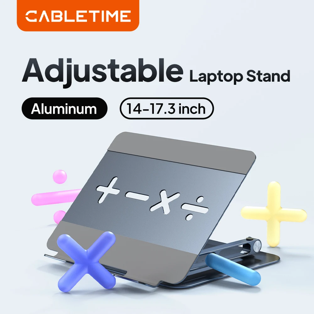 CABLETIME Aluminium-Laptop-Ständer, Tablet-iPad-Ständer für MacBook Air Pro, Halterung für Tablet-Ständer, Dell Gaming Laptop iPhone-Ständer Image