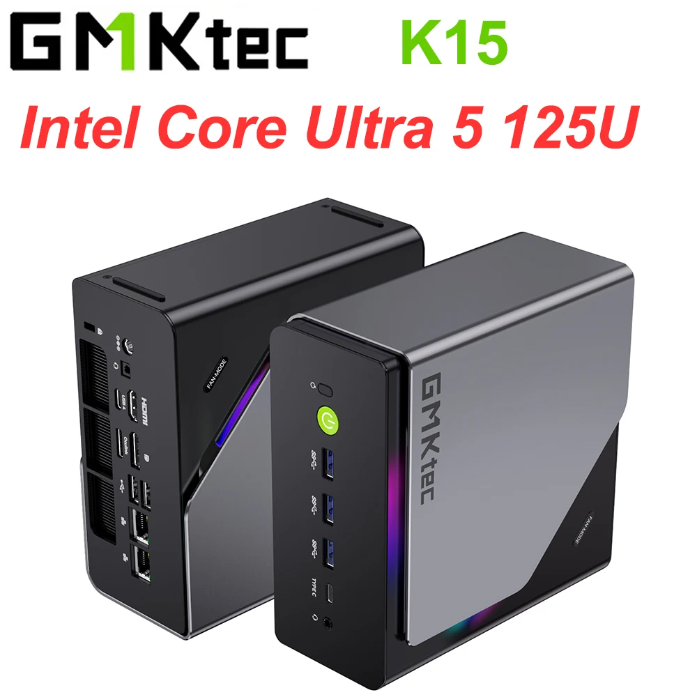 GMKtec K15 Intel Core Ultra 5 125U Mini-PC Windows 11 DDR5 5600Mhz PCIe 3.0 WIFI6E BT5.2 Dual 2.5G LAN Oculink Desktop-PC Gamer