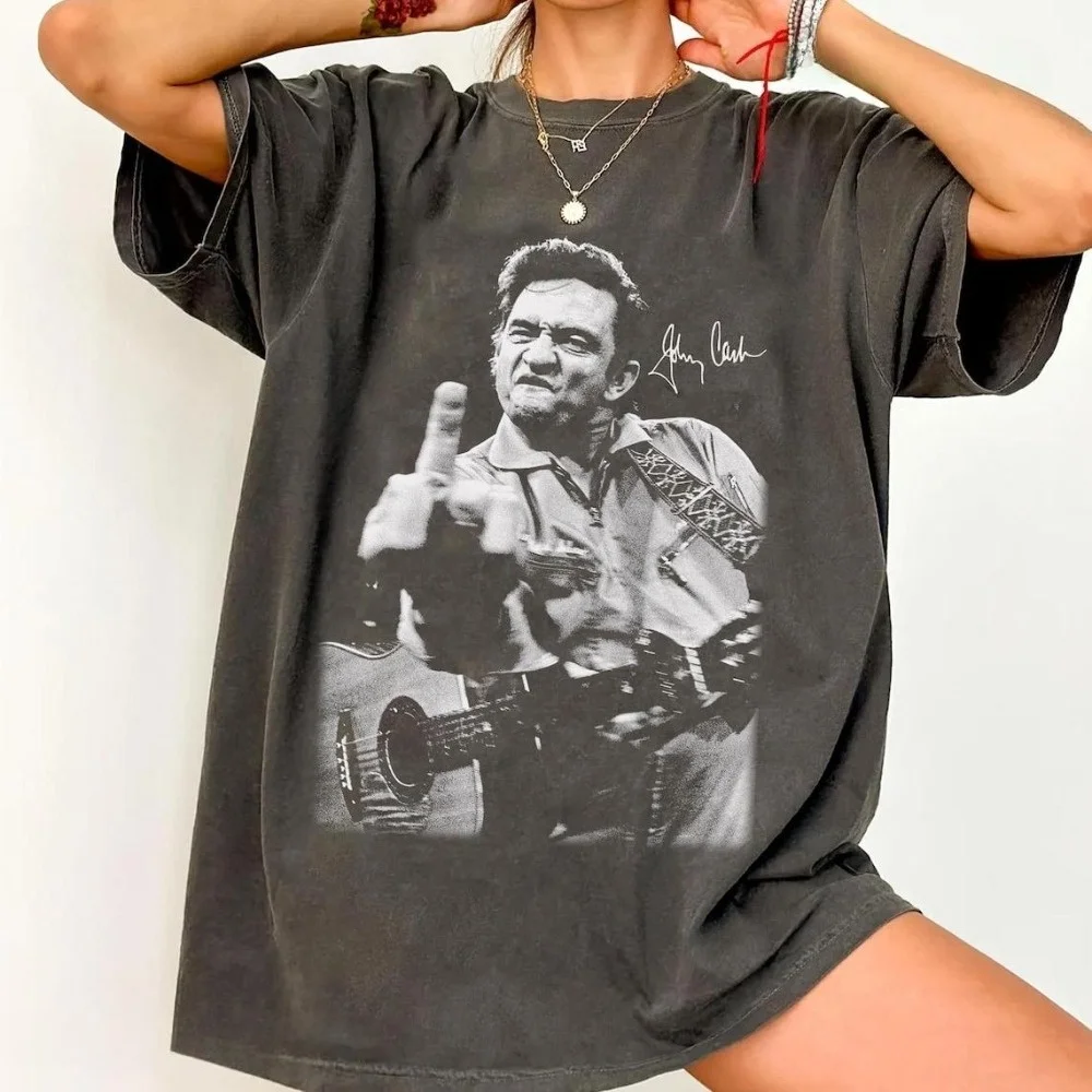 Johnny Cash T-Shirt The Man in Black Shirt Outlaw Music Shirt Country-Musik-Shirt Rock-Shirt Rockabilly Herren Damen Ganzjahres-Shirt