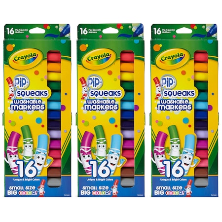 CRAYOLA BIN588703 Pip Squeaks Washable Markers, Conical Tip, PK48