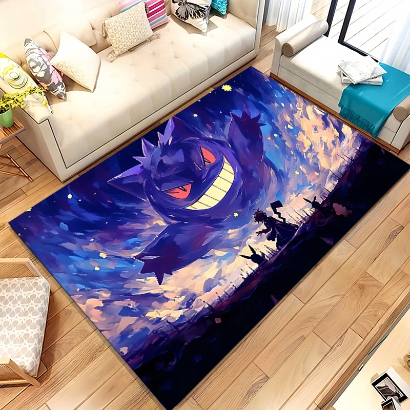Gengar Pokemon Cartoon Ectoplasma Wohnzimmer-Teppich, rutschfester Teppich, weicher Teppich für Schlafzimmer, Kinderzimmer, Sofa, Heimdekoration, Fußmatte Image